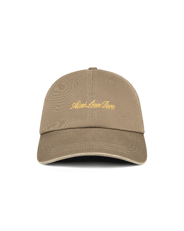 Boné Aimé Leon Dore Washed Script Plaza Taupe Bege em bege original na LK Sneakers