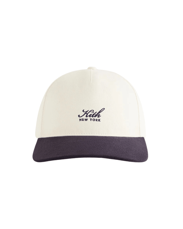 Boné Kith Script Brushed Twill Bay Low Pinch Crown Nocturnal Bege/Azul Marinho