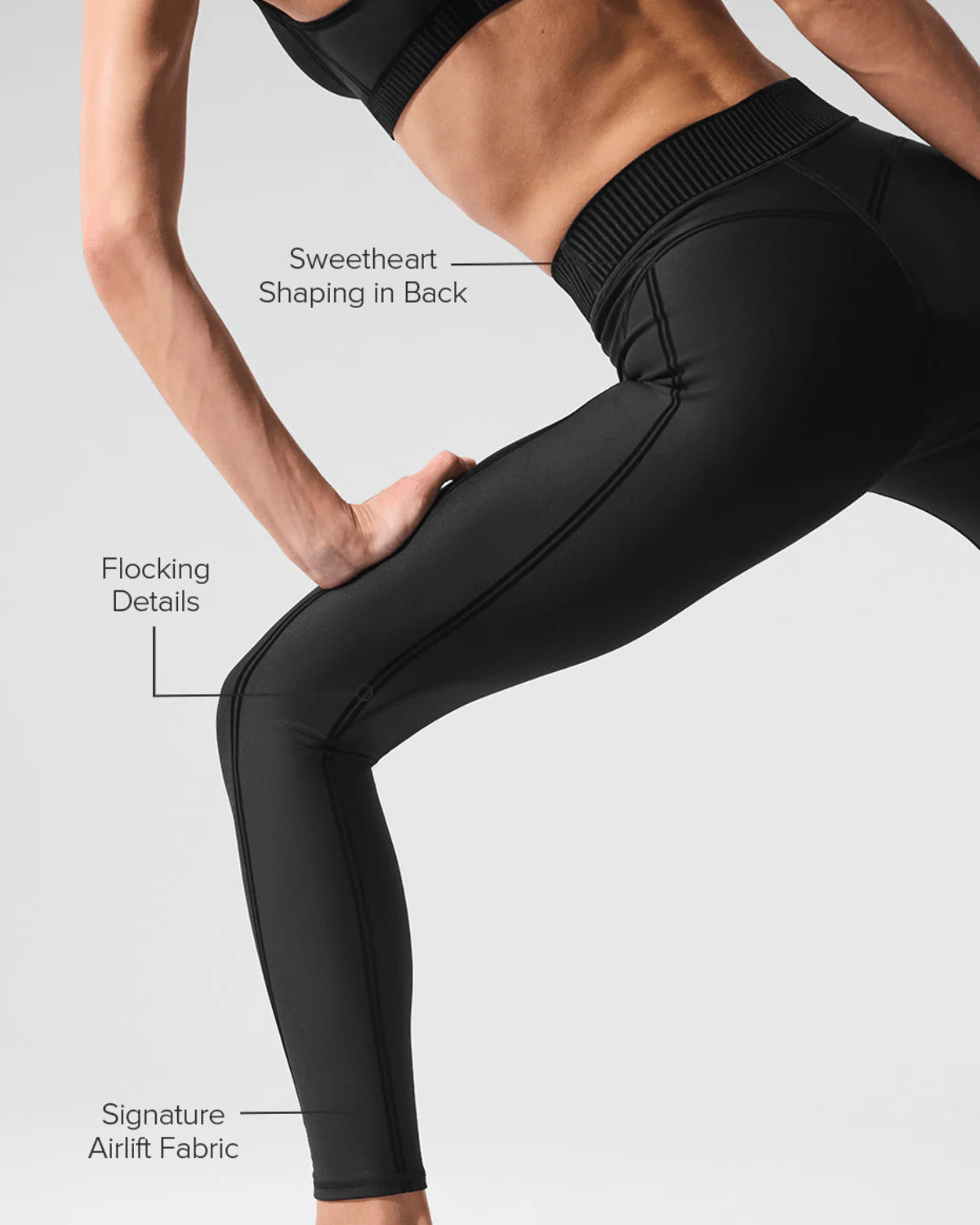 Calça Alo Yoga Airlift High - Waist 7/8 Line Up Legging Black Preto - Alo Yoga - w51154r - 1