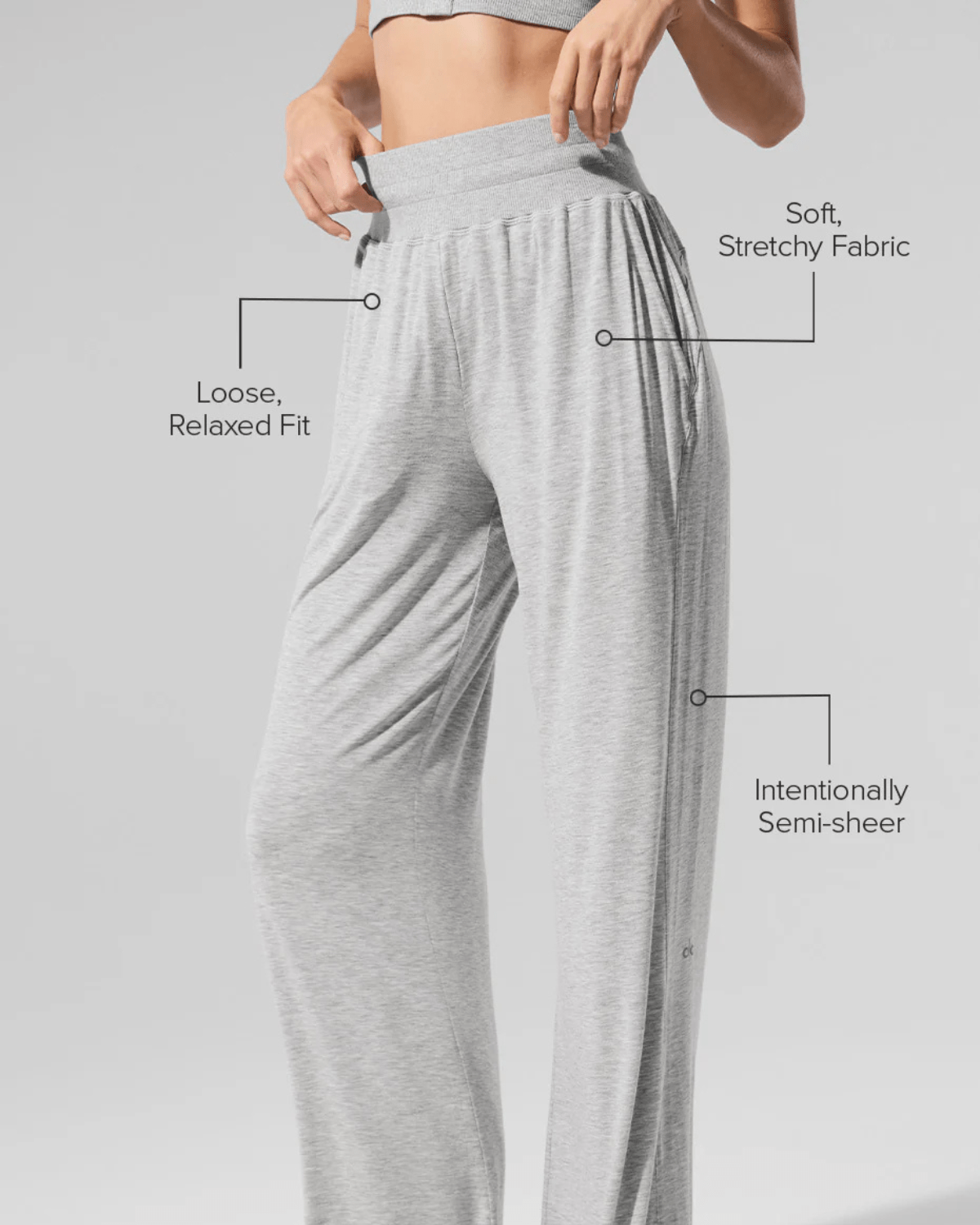Calça Flare Alo Yoga Semi - Sheer Delicate Lounge Cinza - Alo Yoga - w54211r_01 - 1