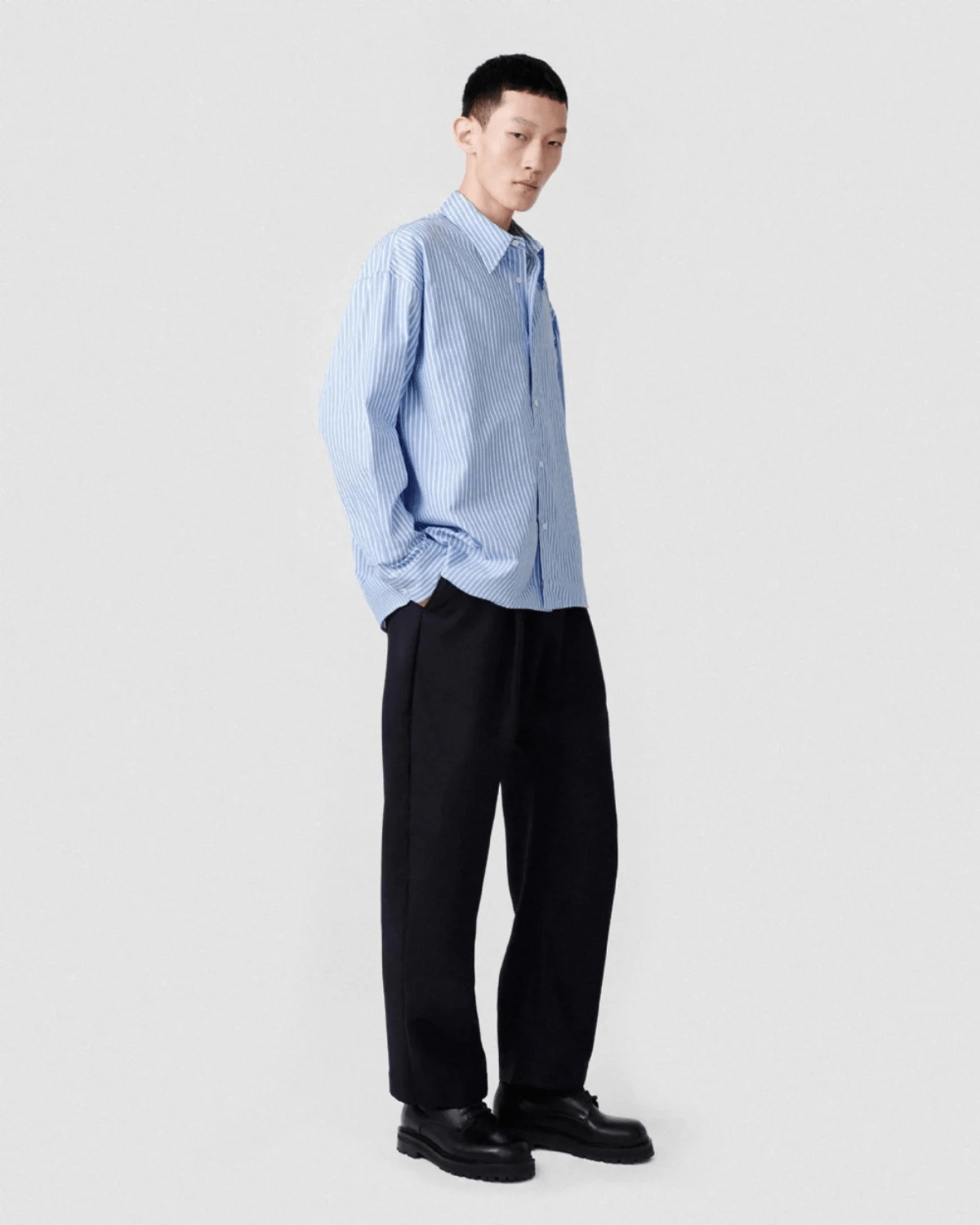 Camisa Manga Longa Oversized Saint Studio Egípcio Listrada Azul - Camisa - Saint Studio -