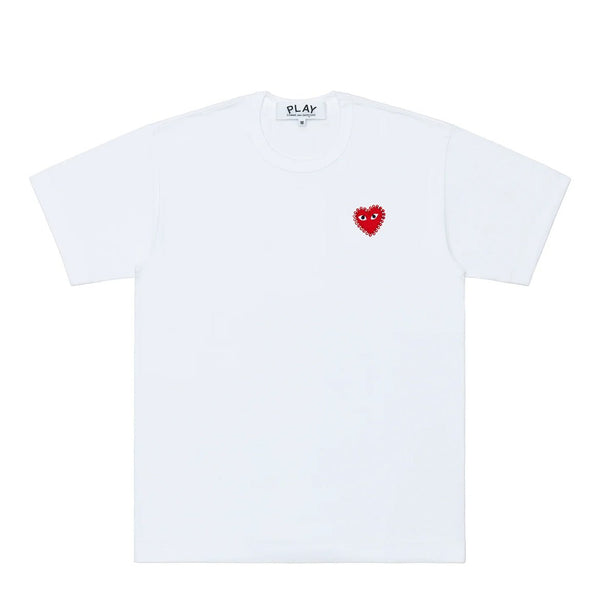 Camiseta Comme des Garçons Emblem Rhinestone White/Red Branco em branco original na LK Sneakers