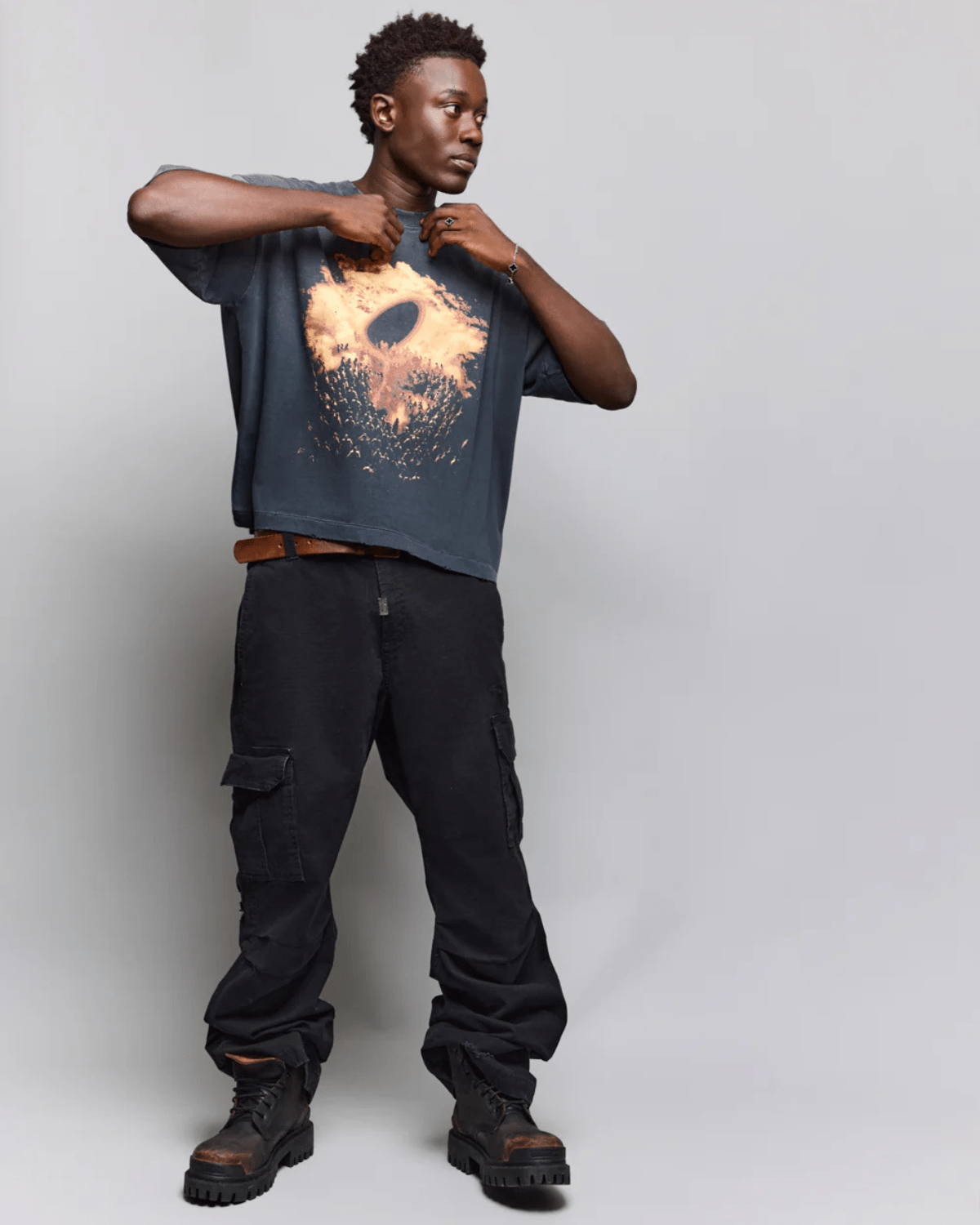 Camiseta Egho Studios Boxy Faded 'O Culto' Cinza - Egho Studios - EGST05 - 1