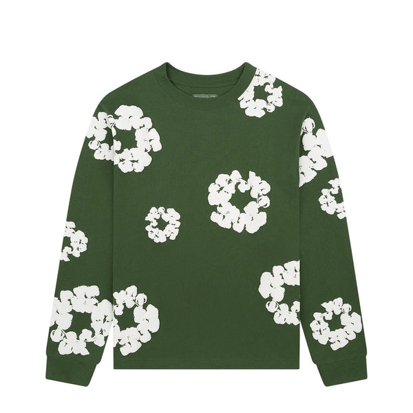 Camiseta Manga Longa Denim Tears Cotton Wreath Verde em verde original na LK Sneakers