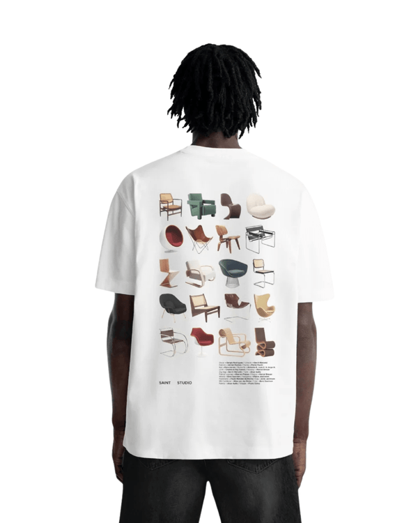 Camiseta Saint Studio Classy Suedine Supima Chairs Branco em branco original na LK Sneakers