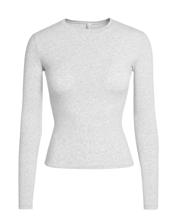 Camiseta Skims Manga Longa Cotton Jersey Light Heather Grey Cinza