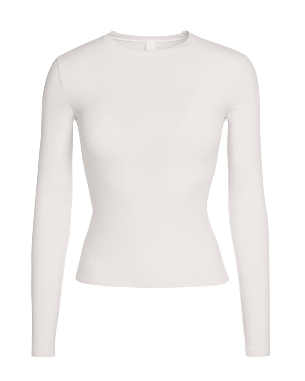 Camiseta Skims Manga Longa Cotton Jersey Marble Branco