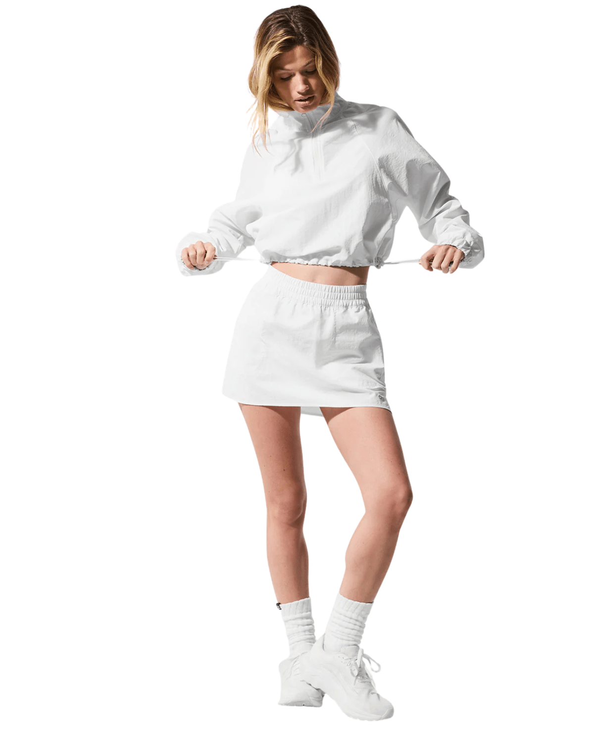 Cropped Alo Yoga 1/4 Zip Alumni Pullover Branco - Alo Yoga - W3660R_01 - 1