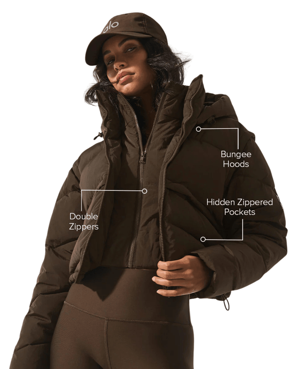 Jaqueta Alo Yoga Glacier Puffer Espresso Marrom em marrom original na LK Sneakers