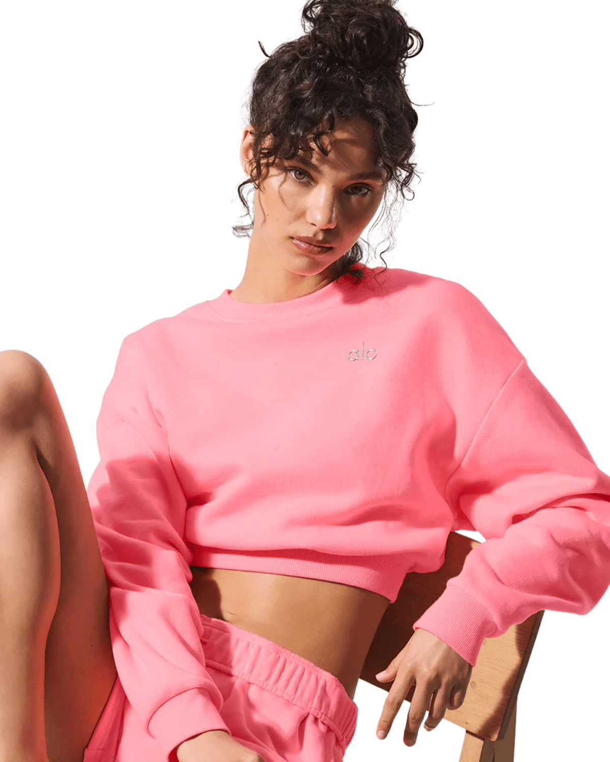 Moletom Alo Yoga Cropped Accolade Neon Bubblegum Rosa - Alo Yoga - w3924rg_02 - 1
