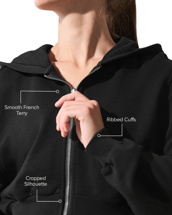 Moletom Alo Yoga Sweet Escape Zip Up Black Preto