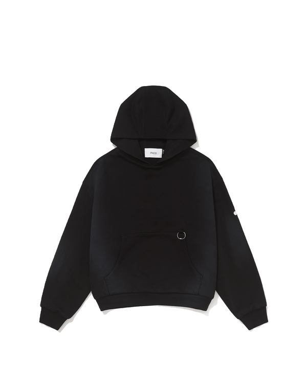 Moletom Pace Uniforma Stone Black Preto com capuz e bordado, vista frontal.