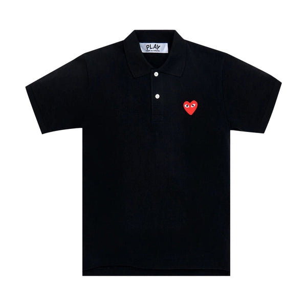 Polo Comme des Garçons PLAY Red Emblem Black Preto em preto original na LK Sneakers