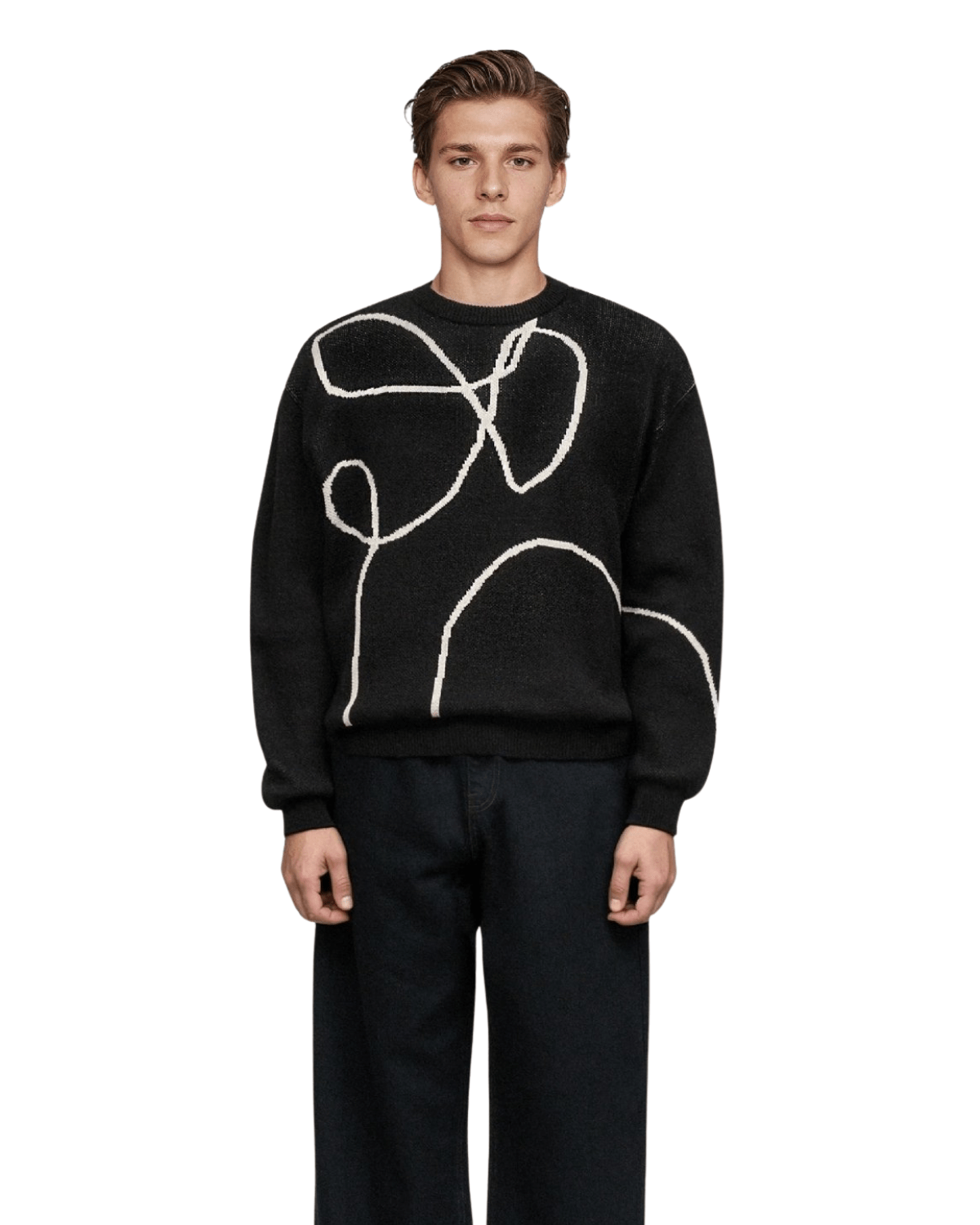 Suéter Tricô Saint Studios Jacquard Lineas Preto - Saint Studio -