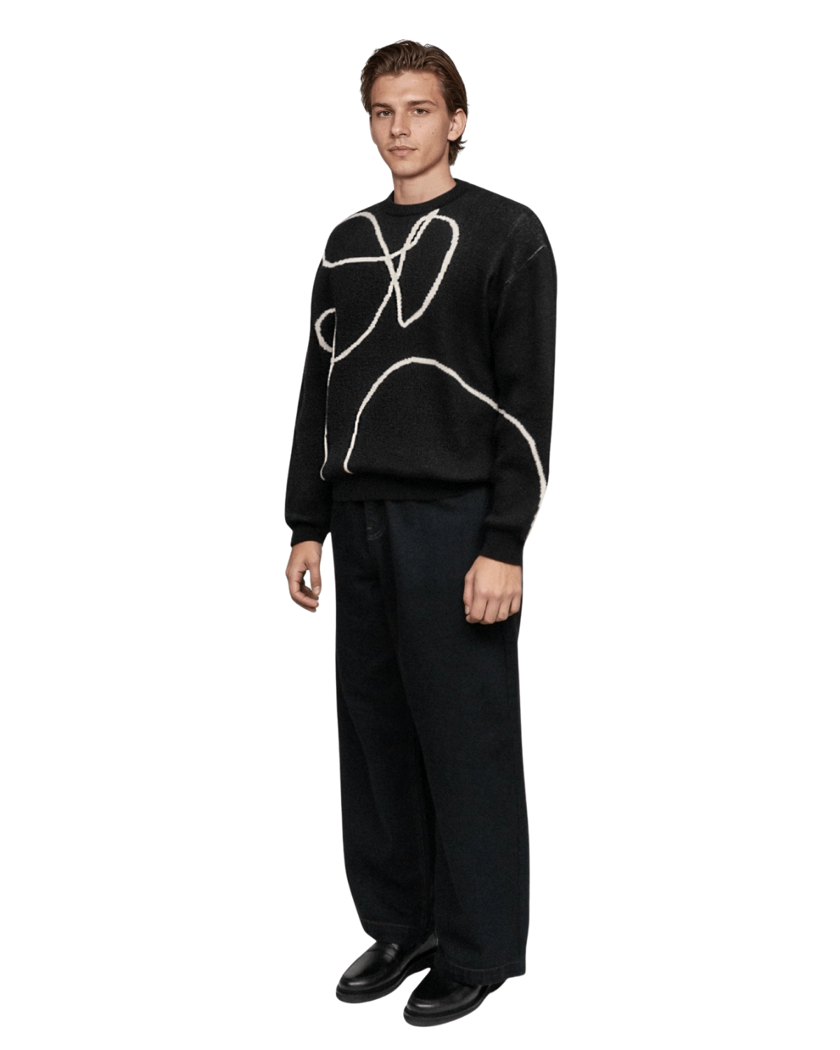 Suéter Tricô Saint Studios Jacquard Lineas Preto - Saint Studio -