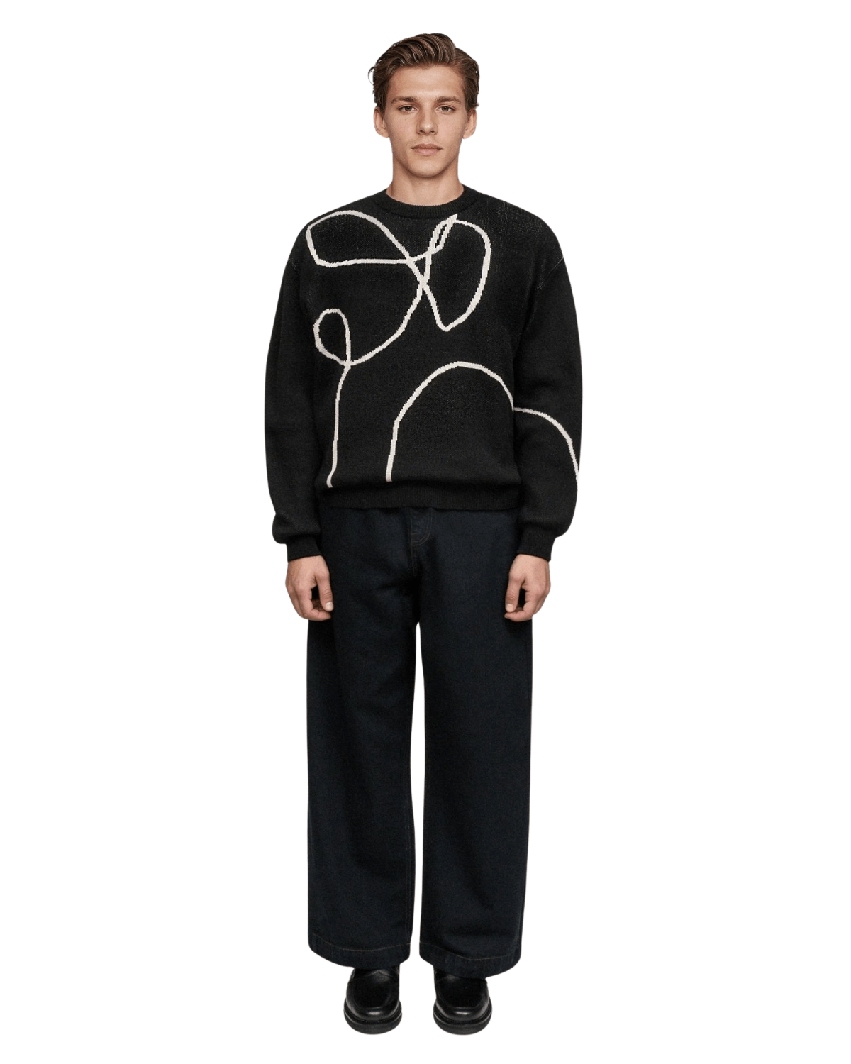 Suéter Tricô Saint Studios Jacquard Lineas Preto - Saint Studio -