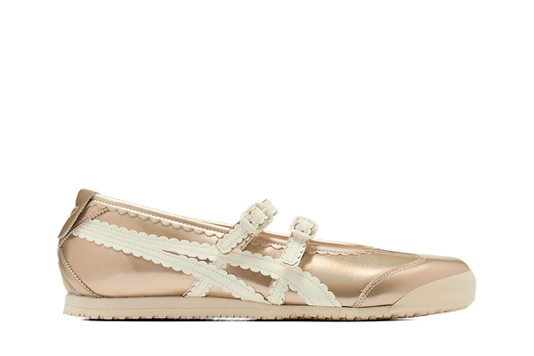 Tênis Onitsuka Tiger Mexico 66 TGRS em Champagne/Cream Dourado com detalhes em branco
