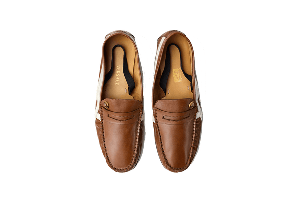 Tênis Onitsuka Tiger x Versace Sakura Leather Loafers Brown White Marrom