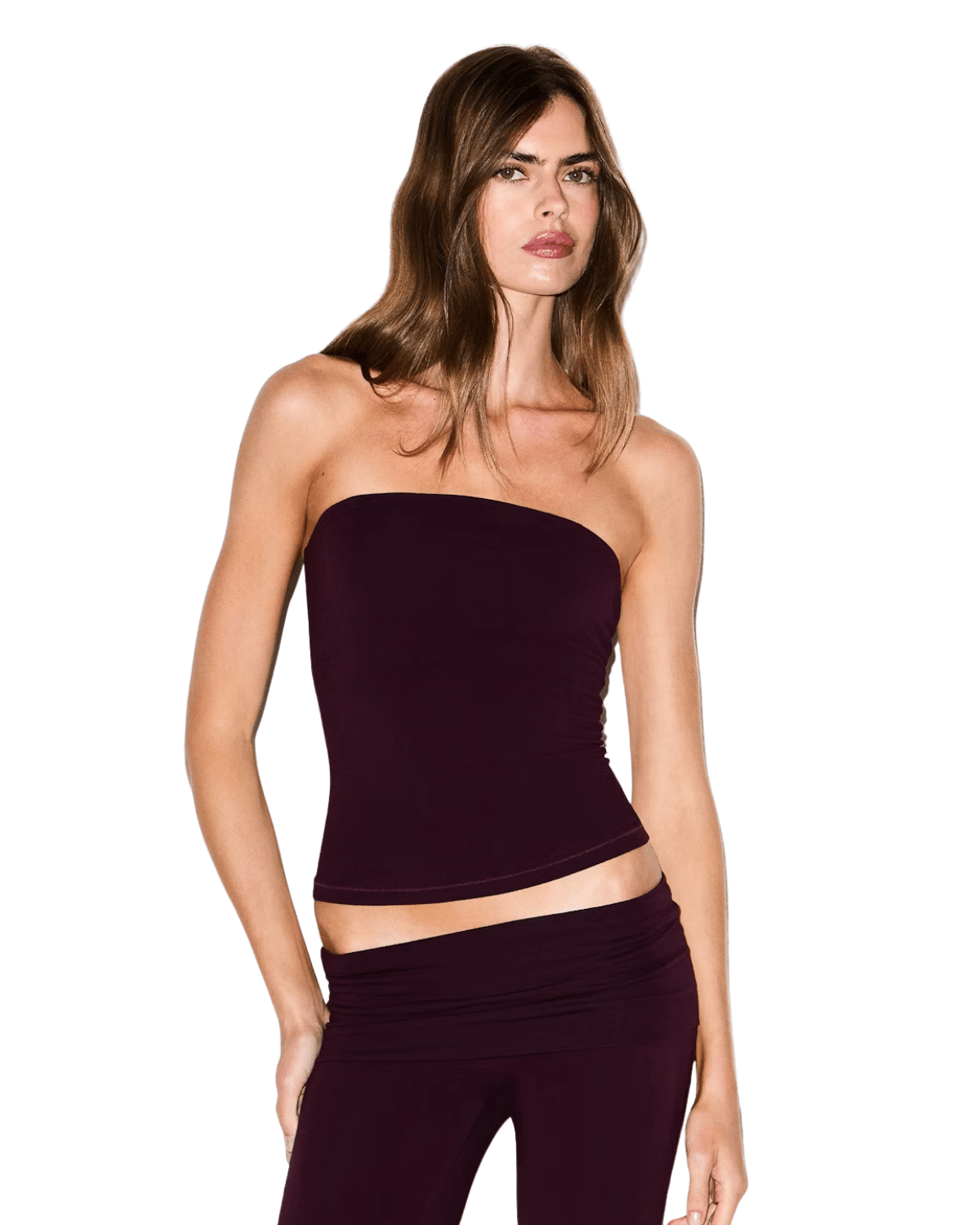 Tube Top Skims Cotton Jersey Currant Bordô - Skims - 43774078391930