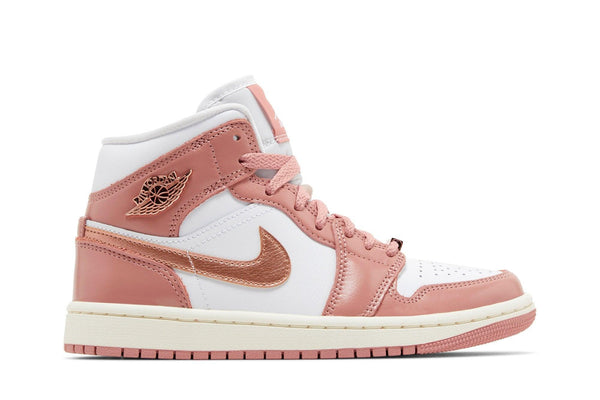 Jordan Nike Air Jordan 1 Mid SE Red Stardust White tênis em rosa original na LK Sneakers