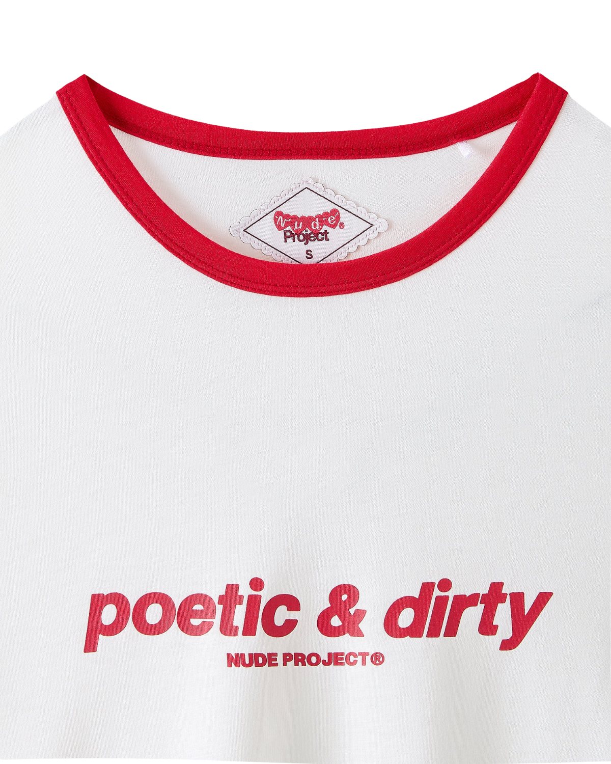 Camiseta manga longa branca com estampa 'poetic & dirty' da Nude Project
