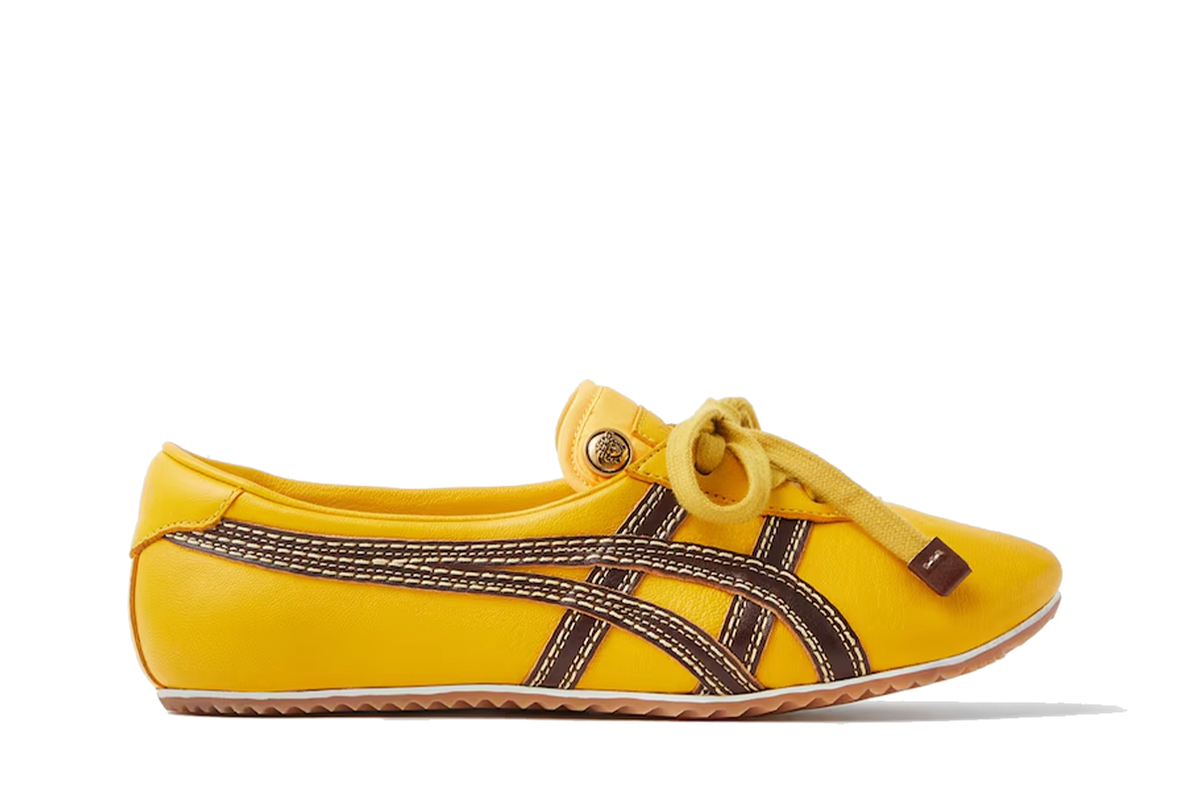 Tênis Onitsuka Tiger x Versace TAI-CHI Sakura Nappa Sneakers Brown Yellow Amarelo