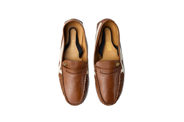 Tênis Onitsuka Tiger x Versace Sakura Leather Loafers Brown White Marrom