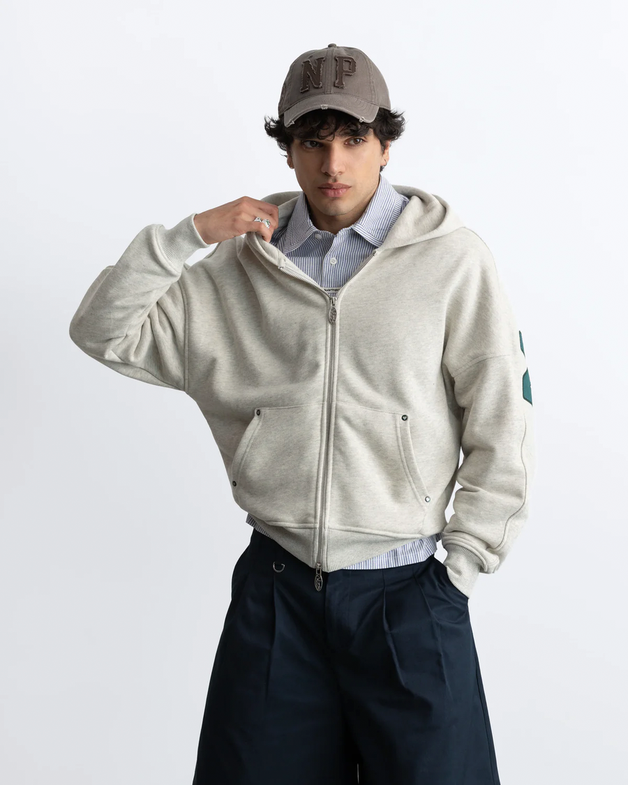 Moletom Nude Project Beast Zip-up Hoodie Grey Melange
