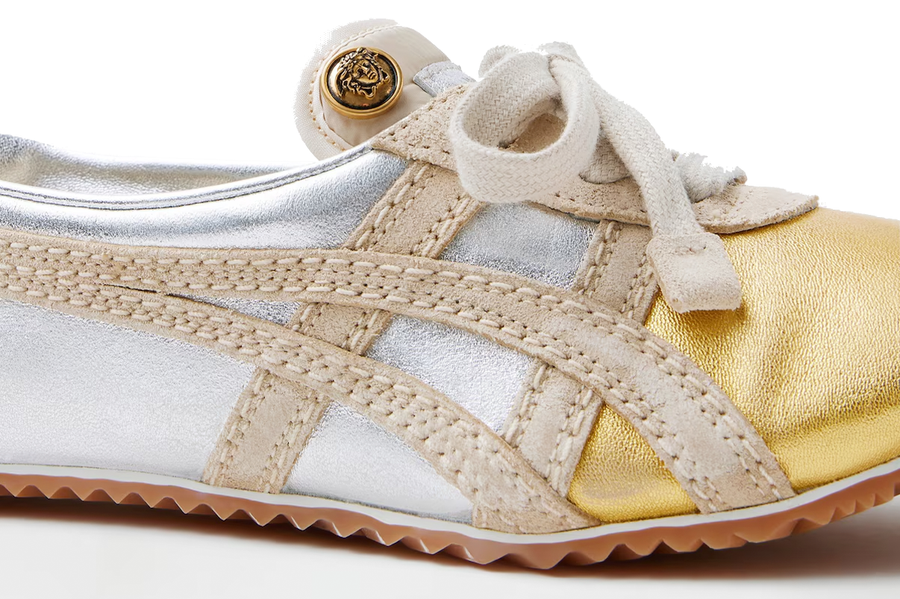 Tênis Onitsuka Tiger x Versace TAI-CHI Sakura Metallic Sneakers Silver Gold Prateado