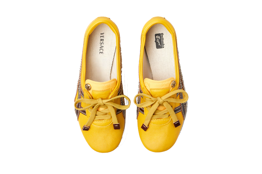 Tênis Onitsuka Tiger x Versace TAI-CHI Sakura Nappa Sneakers Brown Yellow Amarelo