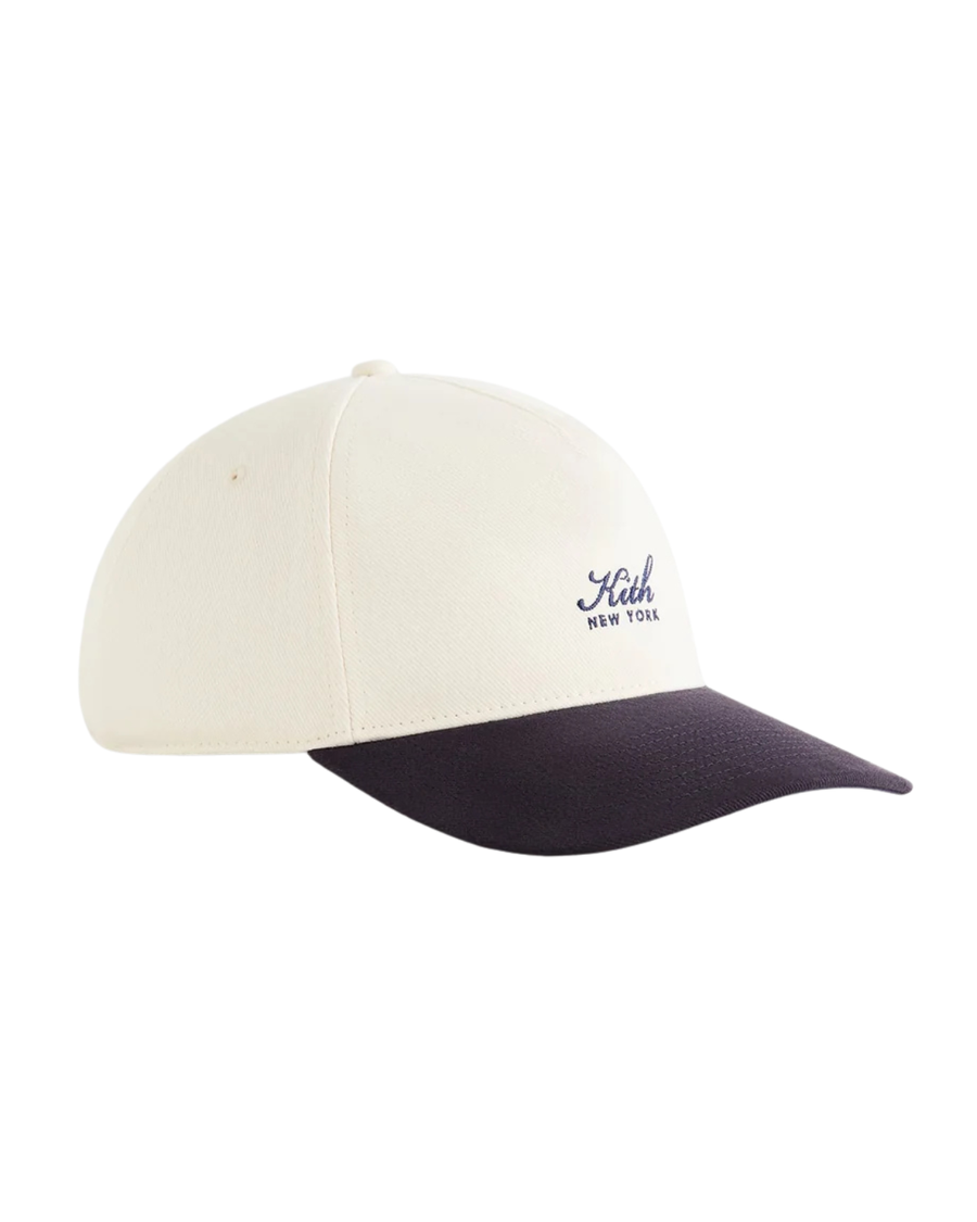 Boné Kith Script Brushed Twill Bay Low Pinch Crown Nocturnal Bege/Azul Marinho