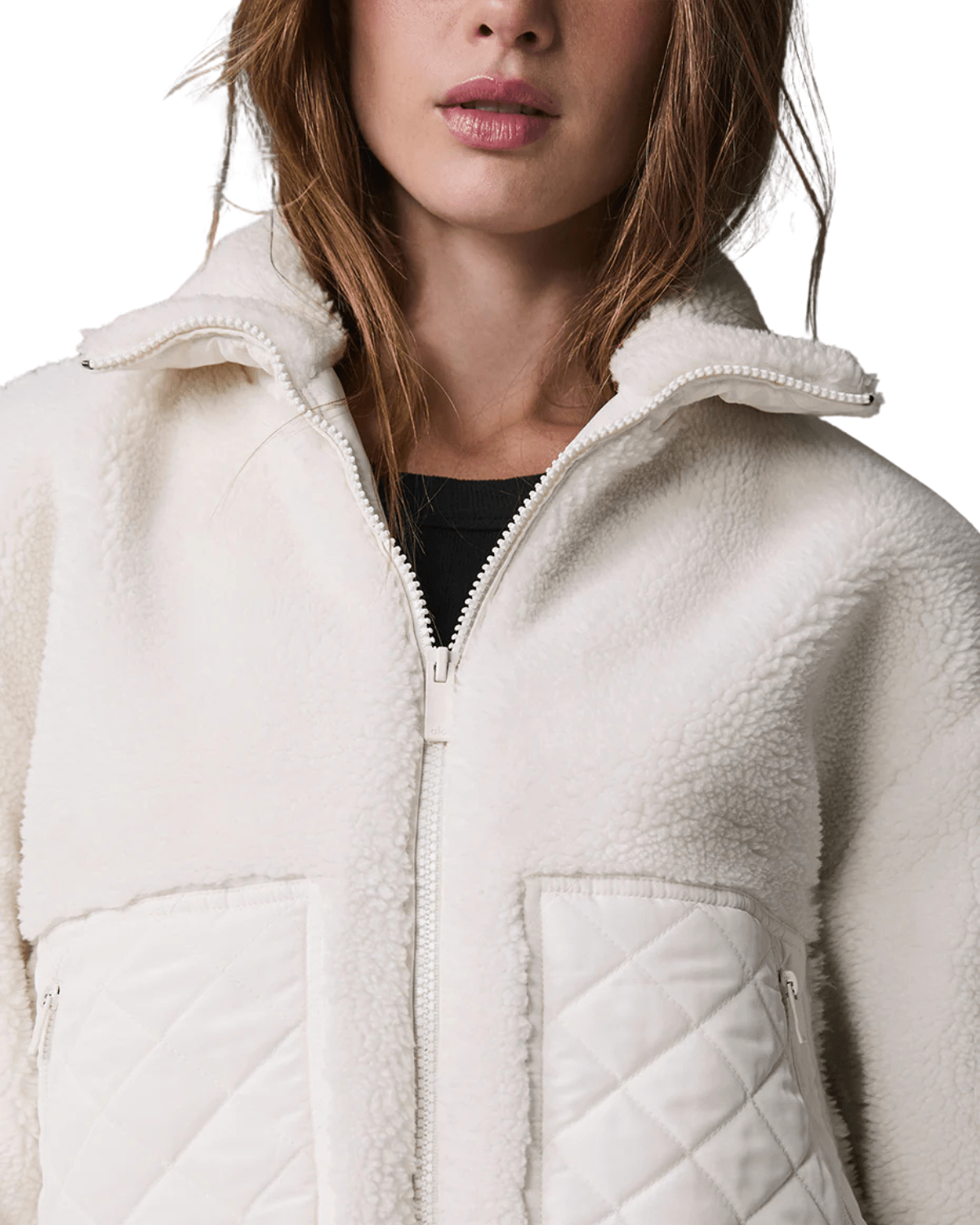 Blusa Alo Yoga Sherpa Edge Bomber Ivory Bege - Alo Yoga - w4535r - 1