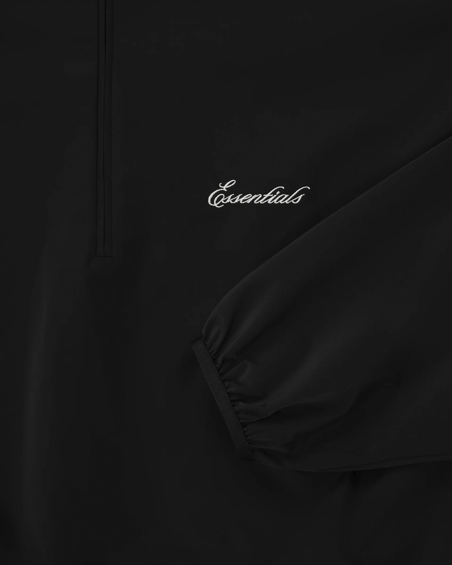 Vista traseira Blusa Fear of God Essentials Sporty Nylon Half Zip Jet Black Preto