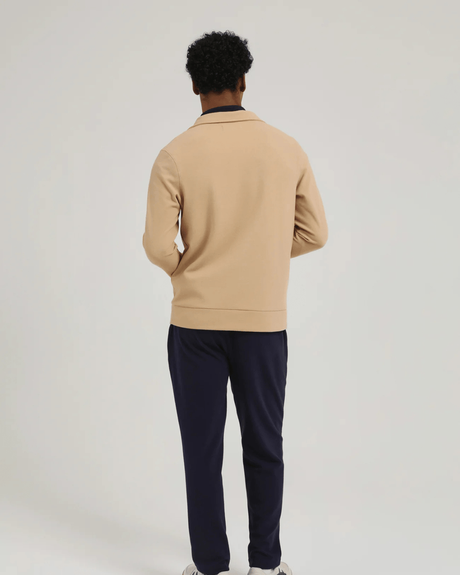 Vista traseira Blusa Slyce Classics Piquet Quarter Zip Bege