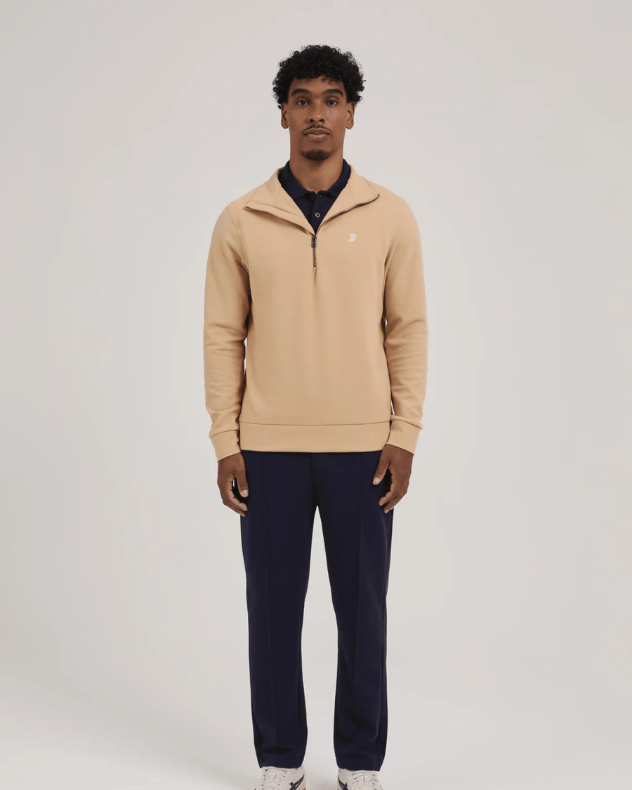 Vista superior Blusa Slyce Classics Piquet Quarter Zip Bege