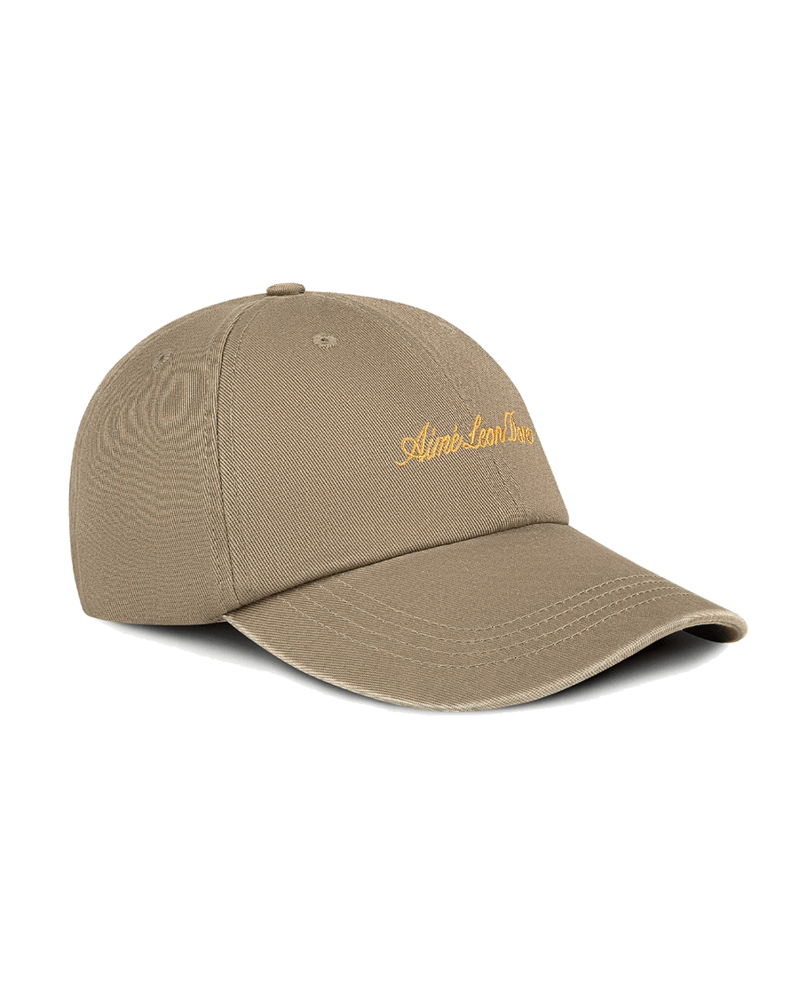 Vista lateral Boné Aimé Leon Dore Washed Script Plaza Taupe Bege