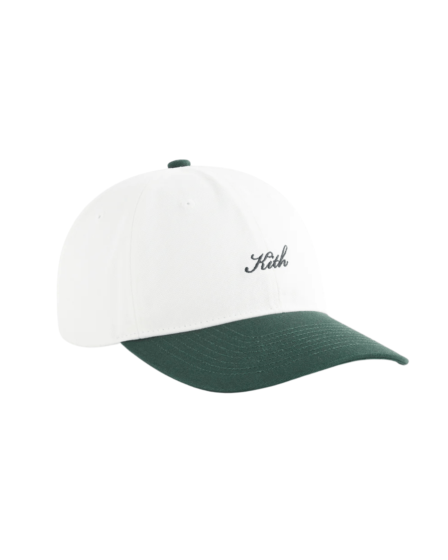 Vista lateral Boné Kith Script Logo Classic Cap Stadium Branco/Verde