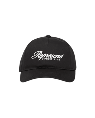 Boné Represent Clo Owners Club Script Cap Black Preto, logotipo branco