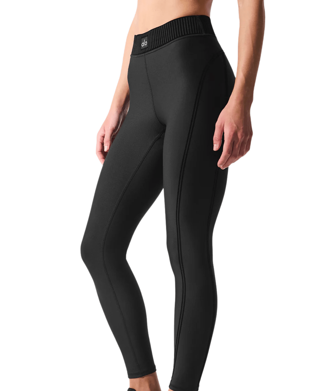 Calça Alo Yoga Airlift High - Waist 7/8 Line Up Legging Black Preto - Alo Yoga - w51154r - 1