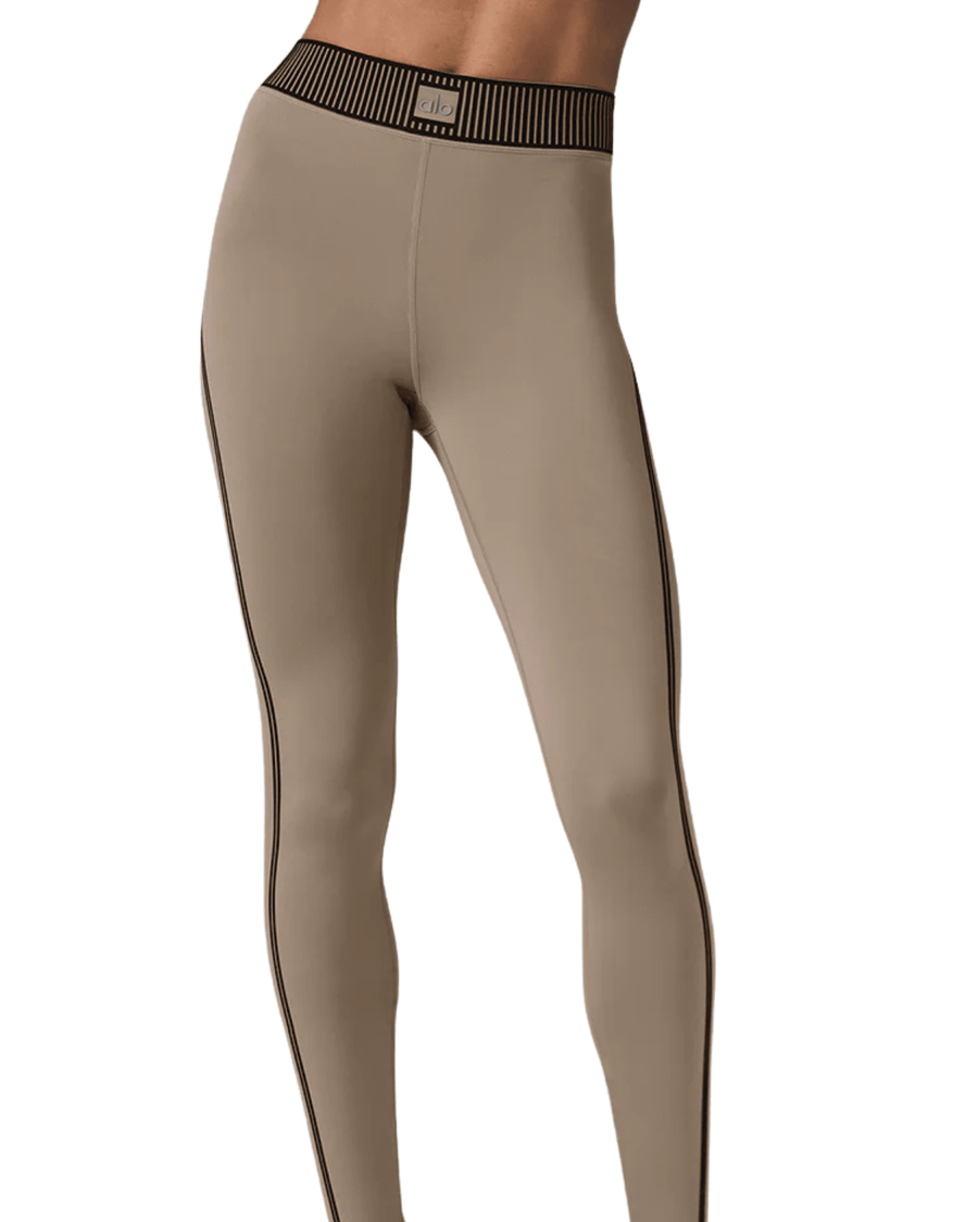 Calça Alo Yoga Airlift High-Waist 7/8 Line Up Legging Gravel Bege