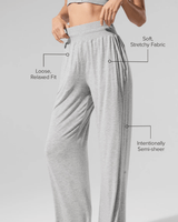 Vista frontal Calça Flare Alo Yoga Semi-Sheer Delicate Lounge Cinza