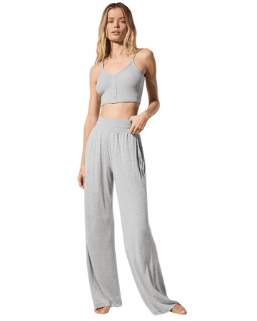 Calça Flare Alo Yoga Semi - Sheer Delicate Lounge Cinza - Alo Yoga - w54211r_01 - 1
