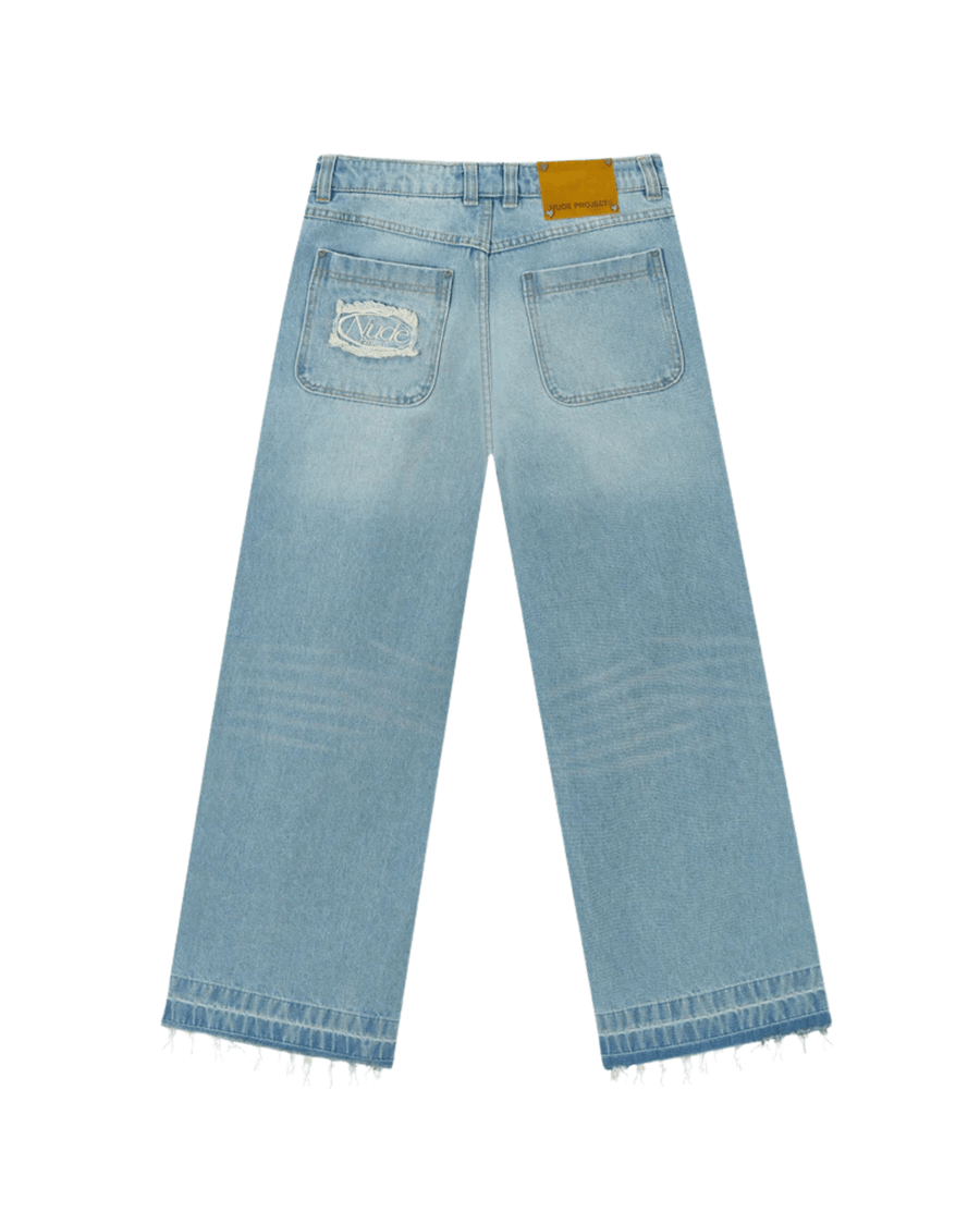 Vista lateral Calça Nude Project Jeans Old Baggy Blue Azul
