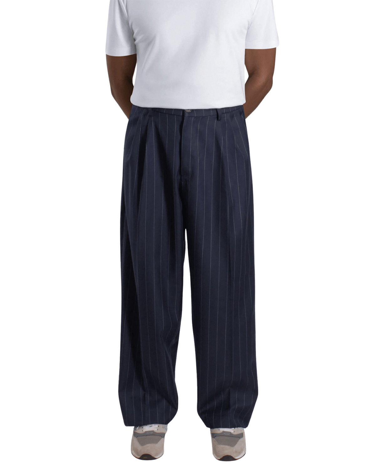 Calça Saint Studio Alfaiataria Risca de Giz Azul Marinho