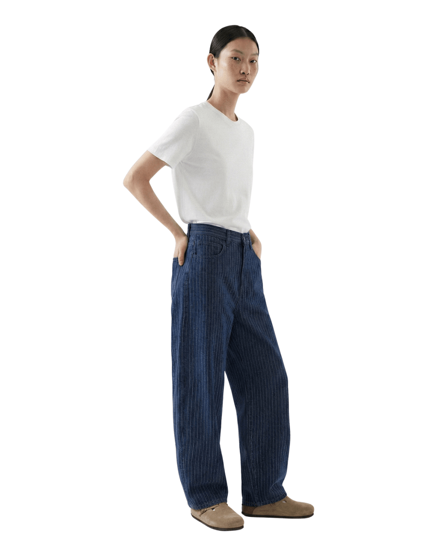 Calça Saint Studio Jeans Baggy Risca de Giz Azul