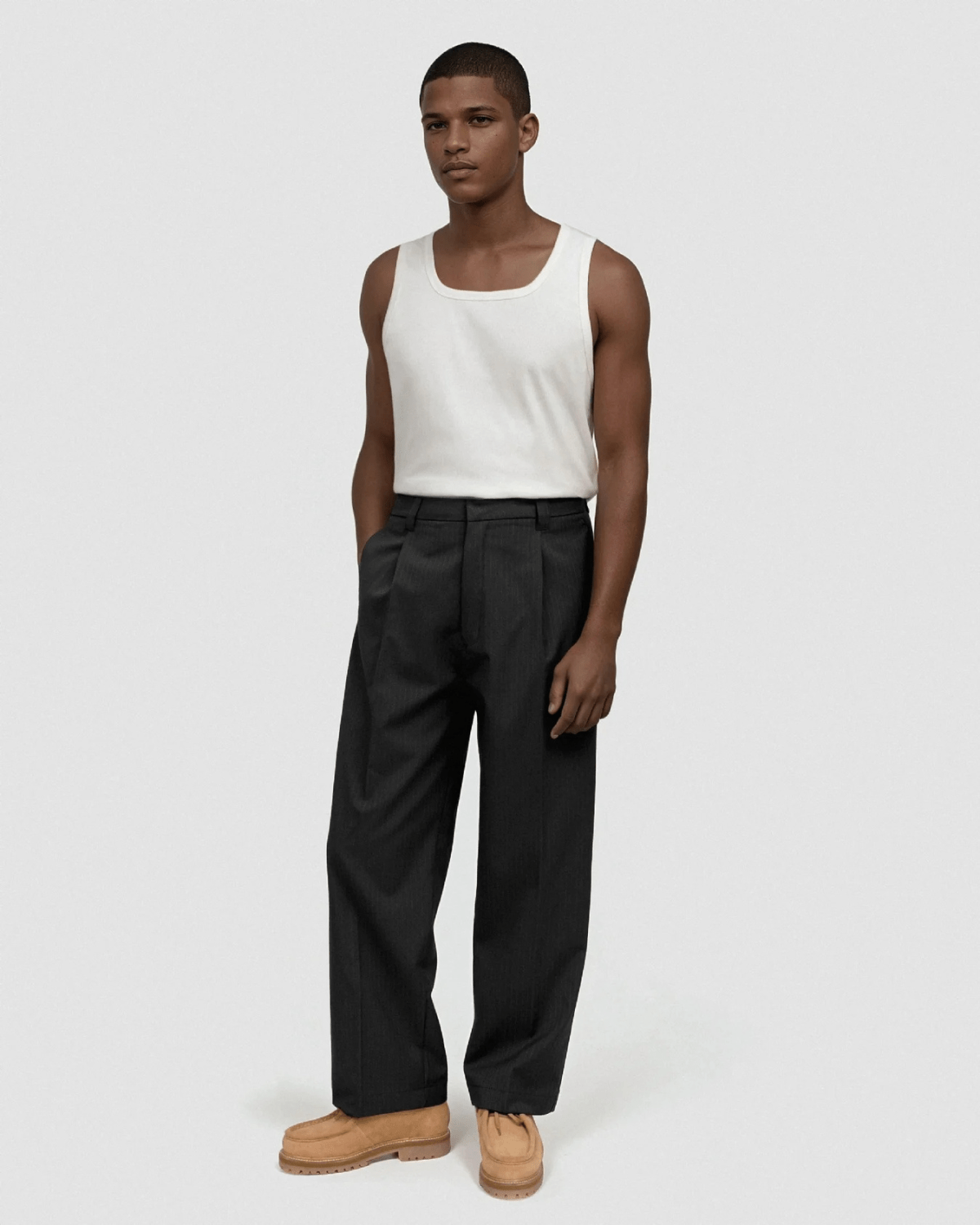 Calça Saint Studio Wide Alfaiataria Risca de Giz Preta - Saint Studio - ST45 - 1