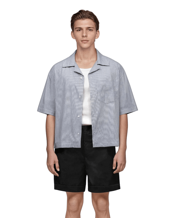 Camisa Manga Curta Boxy Saint Studio Egípcio Listrada Marinho original na LK Sneakers