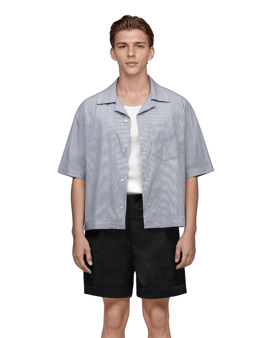 Camisa Manga Curta Boxy Saint Studio Egípcio Listrada Marinho original na LK Sneakers