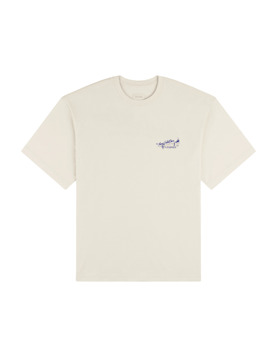 Vista lateral Camiseta Aimé Leon Dore Pappoús Logo Pristine Off White