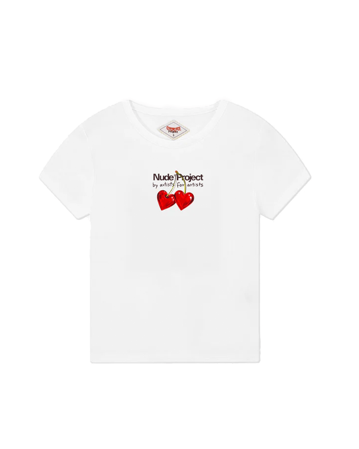 Camiseta Baby Look Nude Project Juicy Cherry Branca